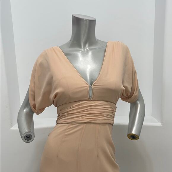 BARIANO Australia  Corine Drape Sleeve Plunged V-neck Peach Maxi Gown Size 2 - Picture 2 of 13